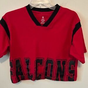 NFL Atlanta Falcons Juniors Teens Cropped T-shirt Red/Blk Spell Out Size Small